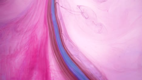 multicolor abstract background based on pink, blue and black paint on water, 4k macro view copy space on right