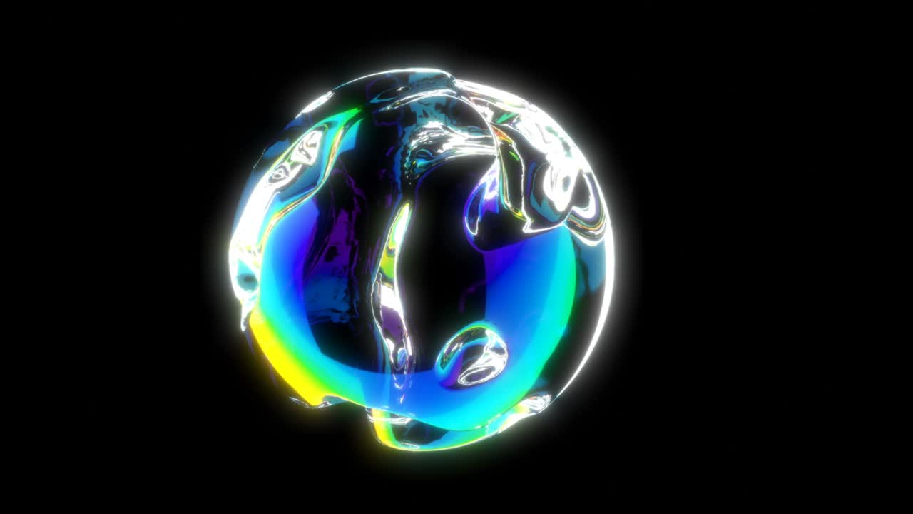 추상적이고 투명한 색의 공, 디지털 아트 모션 디자인, 순수한 4k 루프