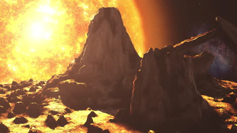 alien planet landscape with star