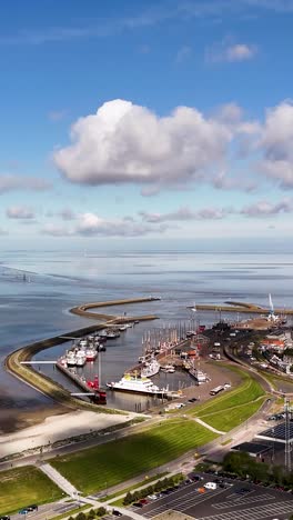 aerial view of a beautiful dutch harbour on a sunny day