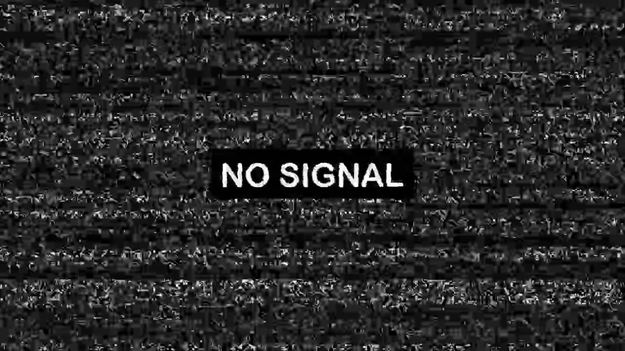 Glitching No Signal Text on Black and White TV Static