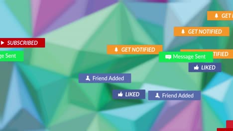 Animation-Von-Social-Media-Texten-Auf-Bannern-über-Abstraktem-Hintergrund