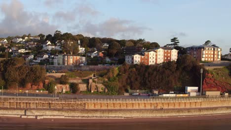 dawlish beach,devon,uk sunrise pan shot