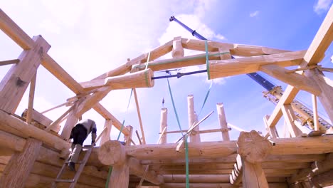 log cabin construction underway