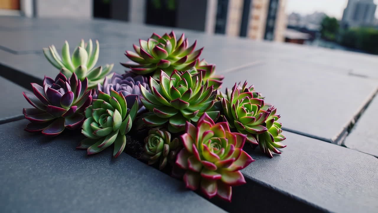 Vibrant Succulents on an Urban Patio