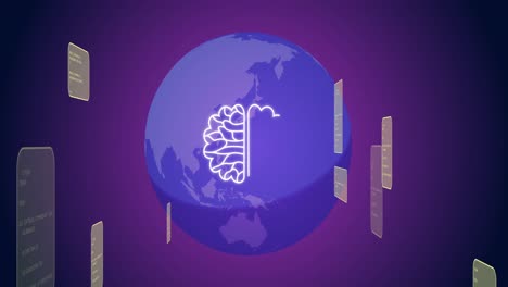 animation of ai chat text and data processing over globe