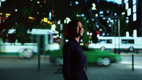 Asian-woman-walking-near-city-centre