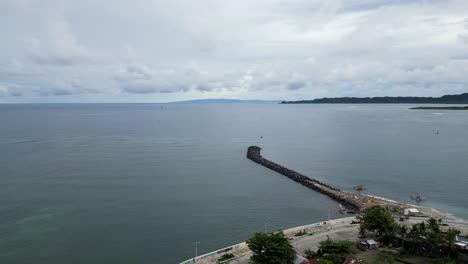 Aerial-of-Virac-Port-Breakwater,-Catanduanes,-Philippeans