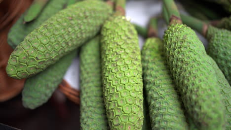 close-up of green fruits