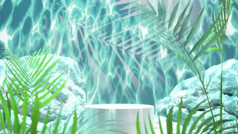 a enchanted waterfall oasis blue background