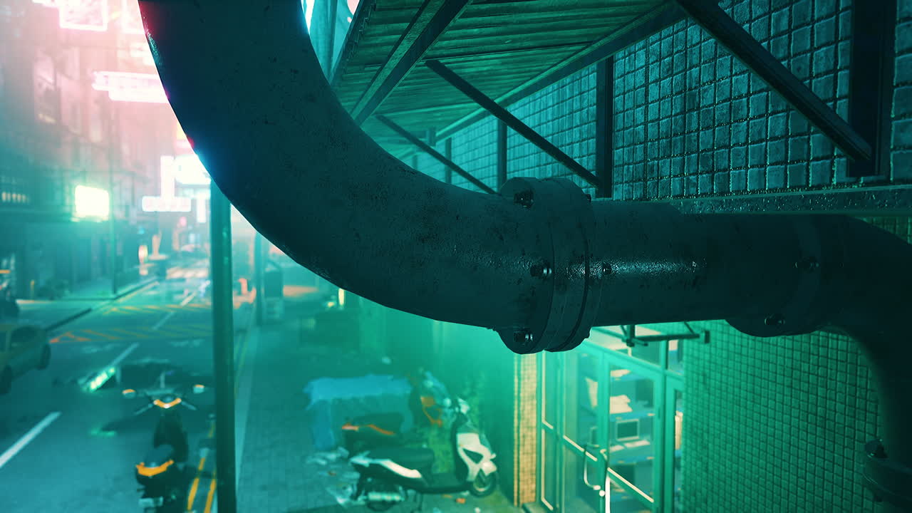 la calle de la ciudad cyberpunk por la noche