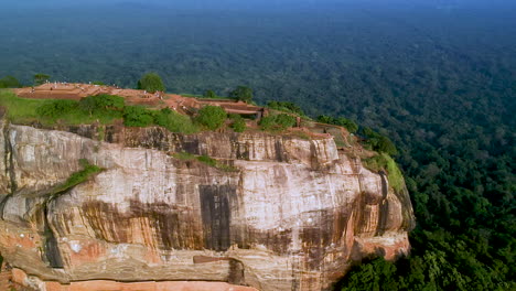 Aerial-over-lion-rock,-Sigariya-rock-fortress