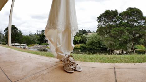 wide shot of  bride - bridesmaid wedding dress