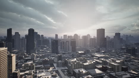 skyline-aerial-view-at-sunset-with-skyscrapers