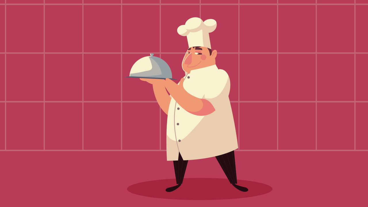 chef lifting tray avatar character animation