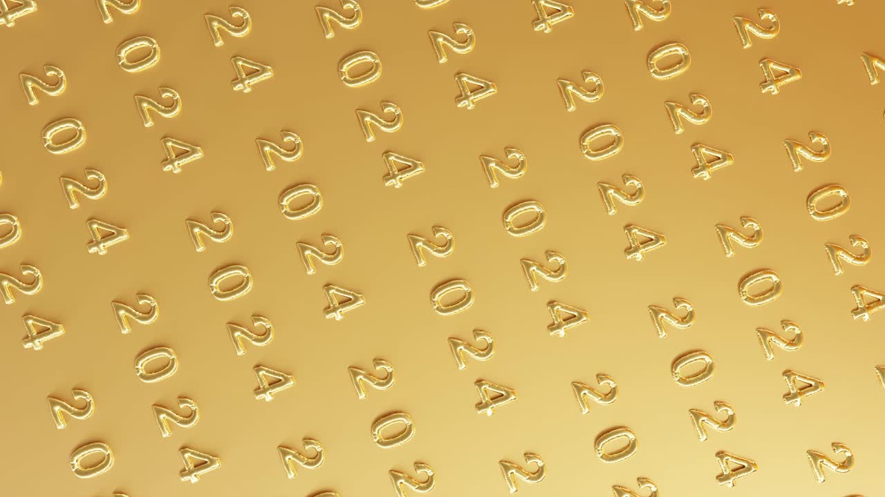 Golden 2024 Repeated on Vibrant yellow background vertical