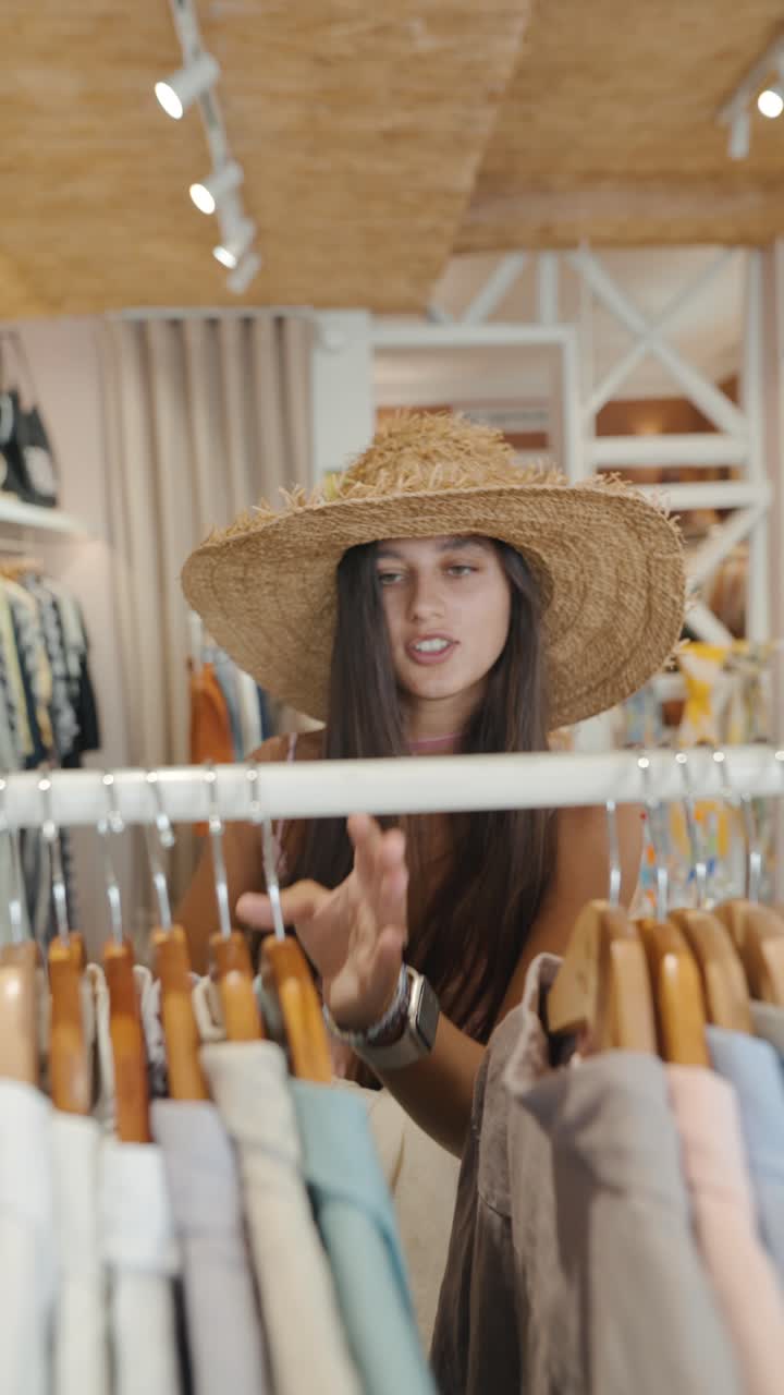 A woman shopping for clothes in a boutique
