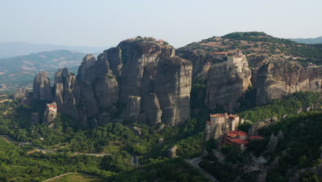 meteora monasteries aerial view
