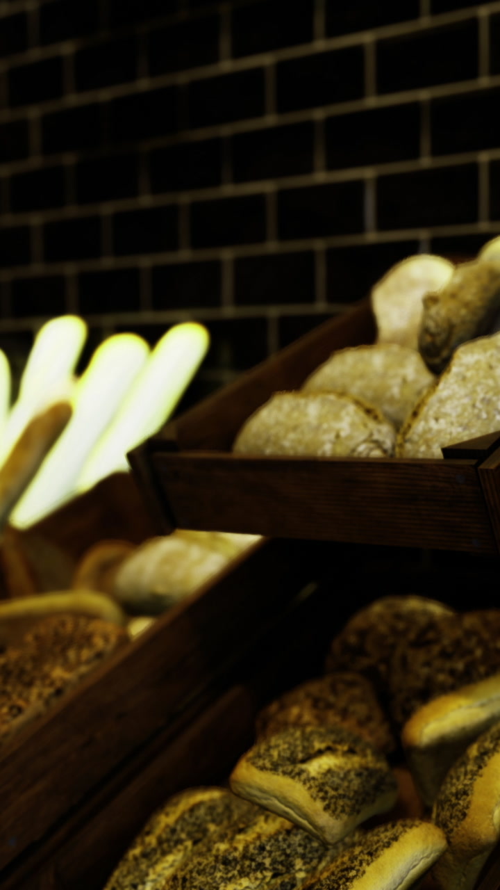 Freshly baked artisanal bread displayed in a rustic wooden basket