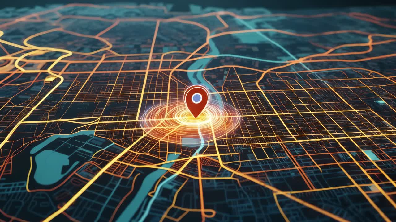 mapa digital de la ciudad con pin de ubicación