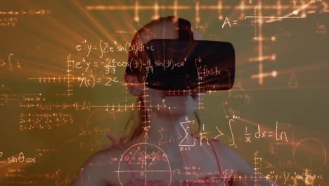 Animation-of-mathematical-formulas-over-schoolgirl-using-vr-headset