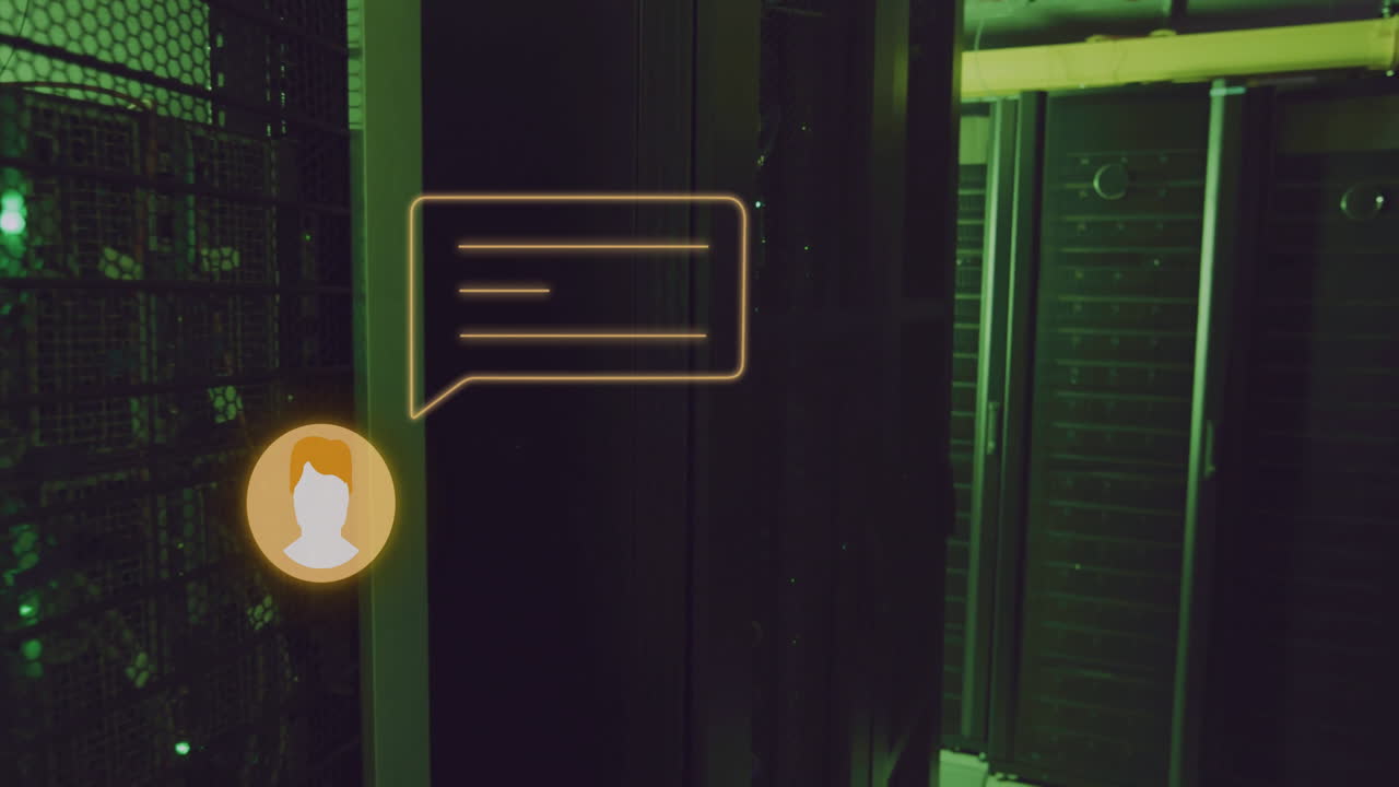 Animation of digital icons and data processing over computer servers