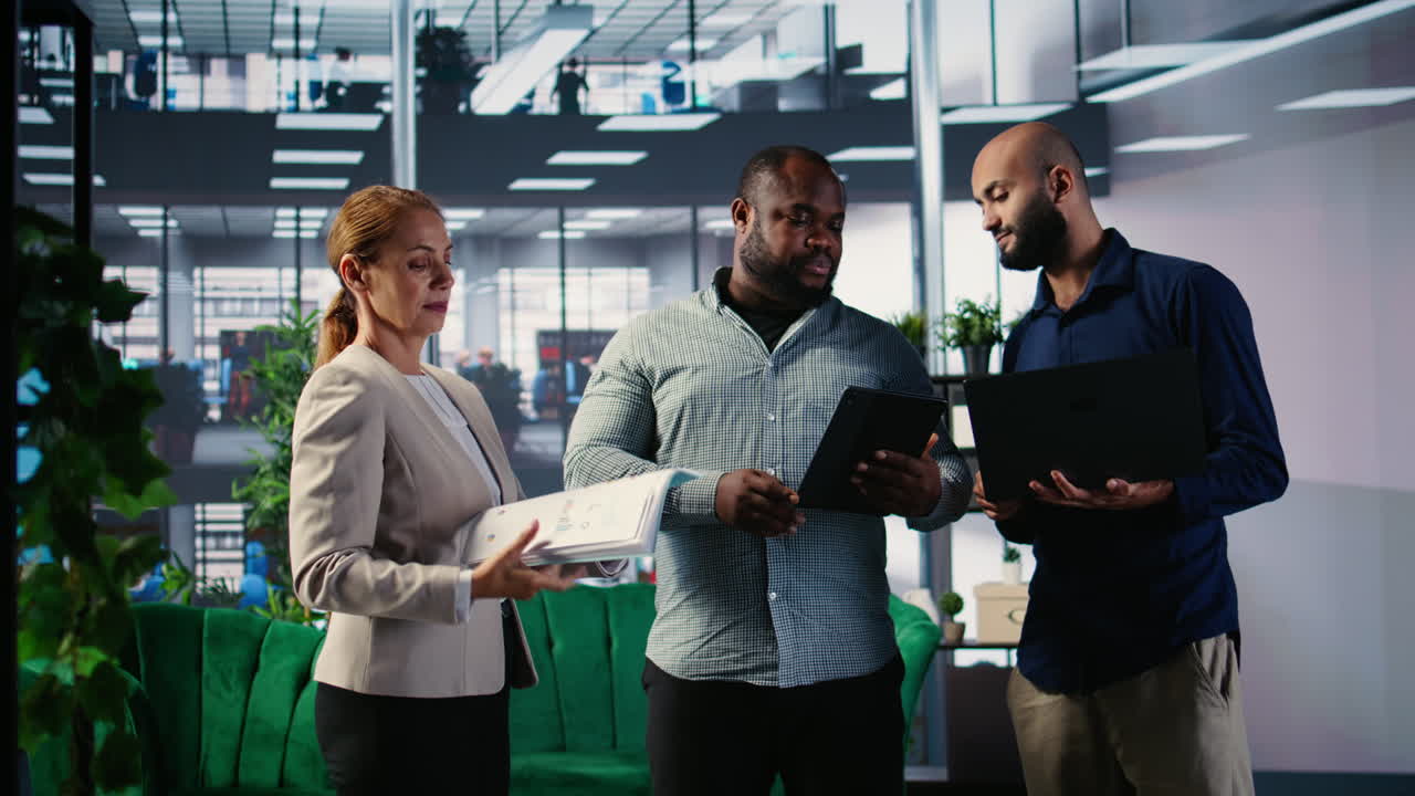 Vertical Video Multicultural corporate professionals with goal oriented mindset