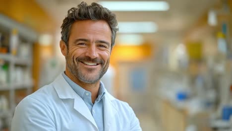 portrait of a smiling male doctor or pharmacist
