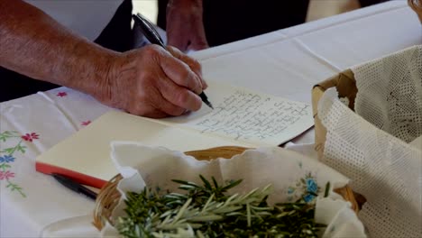 signing of memorial book at a funeral