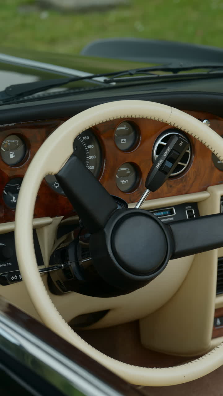 Vintage Car Interior with Wood Paneling