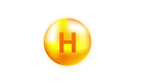 vitamin h with realistic drop on gray background. particles of vitamins in the middle. motion graphics.