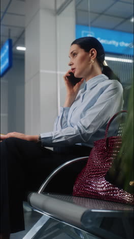 mujer de negocios esperando en el aeropuerto.