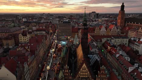 wrocław market square: a festive aerial view