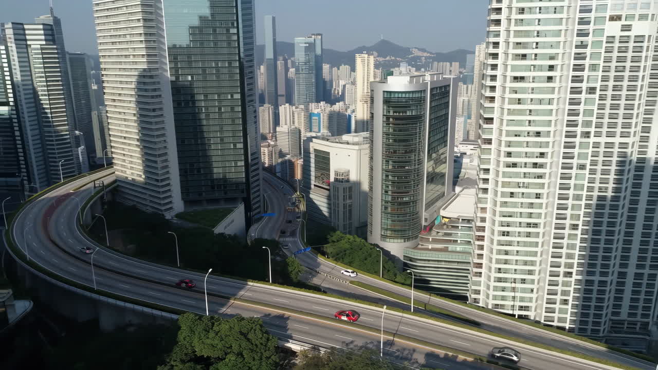 Cityscape with Highway and Skyscrapers