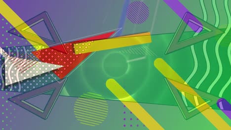 Digitale-Animation-Abstrakter-Formen,-Die-Sich-Vor-Einem-Grünen-Und-Violetten-Hintergrund-Mit-Farbverlauf-Bewegen