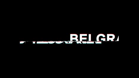 efecto glitch de belgrado texto distorsión de televisión digital animación en bucle 4k
