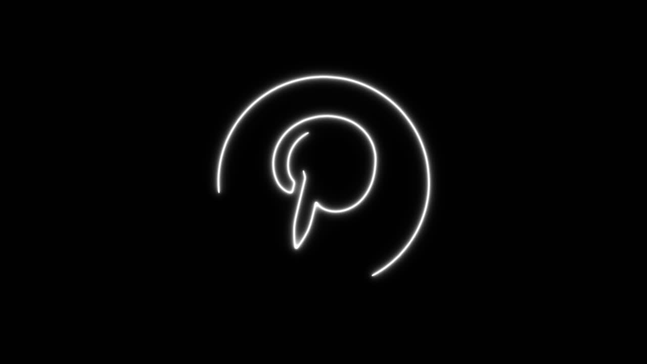 Animated White Neon Outline Drawing Pinterest Logo