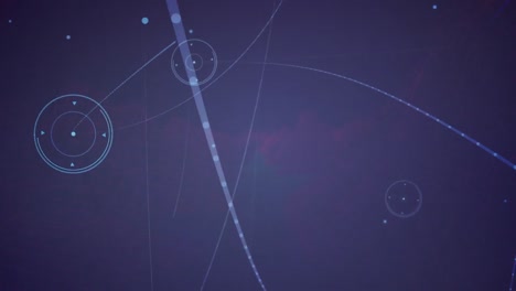 animación de la red de conexiones con líneas brillantes sobre fondo púrpura