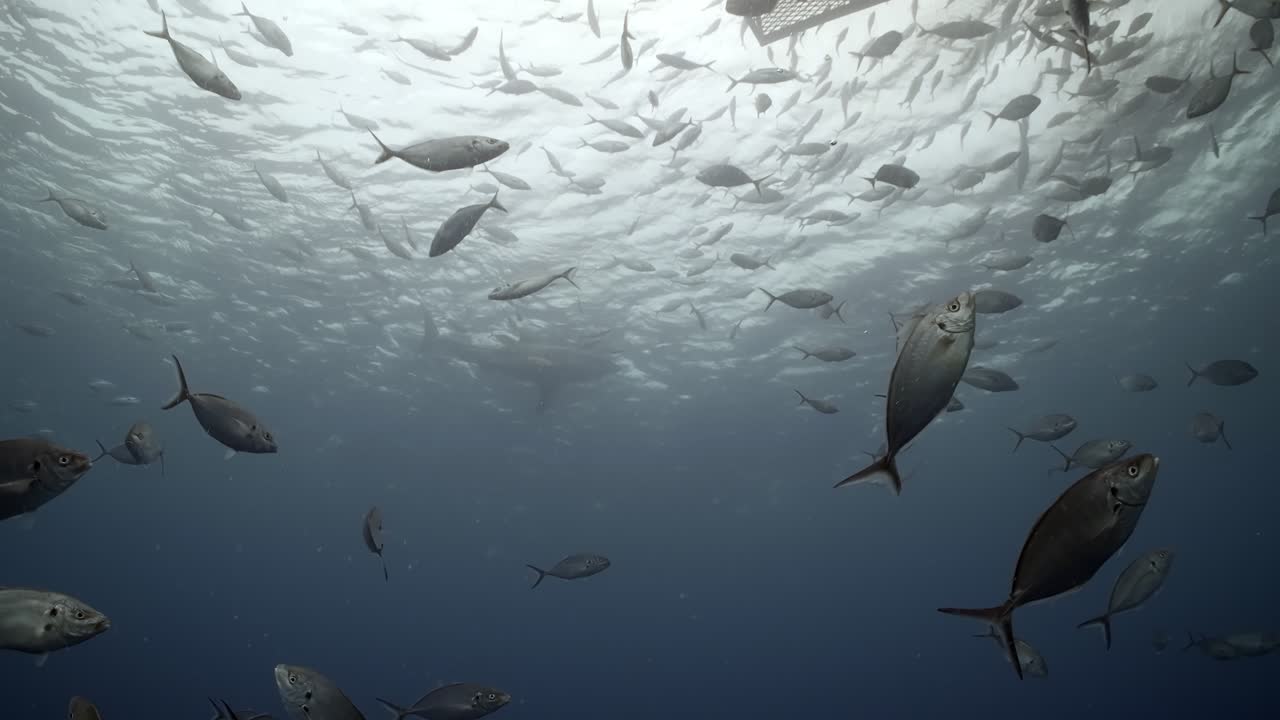 gran tiburón blanco con cicatrices de batalla carcharodon carcharias 4k primer plano de tiburón con cicatrices islas neptuno sur de australia