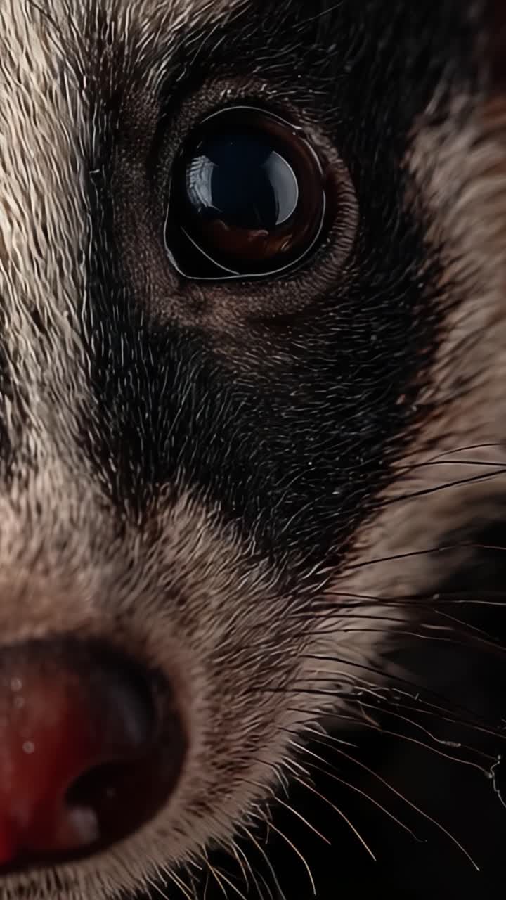 Primo piano del volto di un tasso che evidenzia intricati tratti facciali e occhi espressivi, incarnando la bellezza e la complessità della natura nella fauna selvatica.
