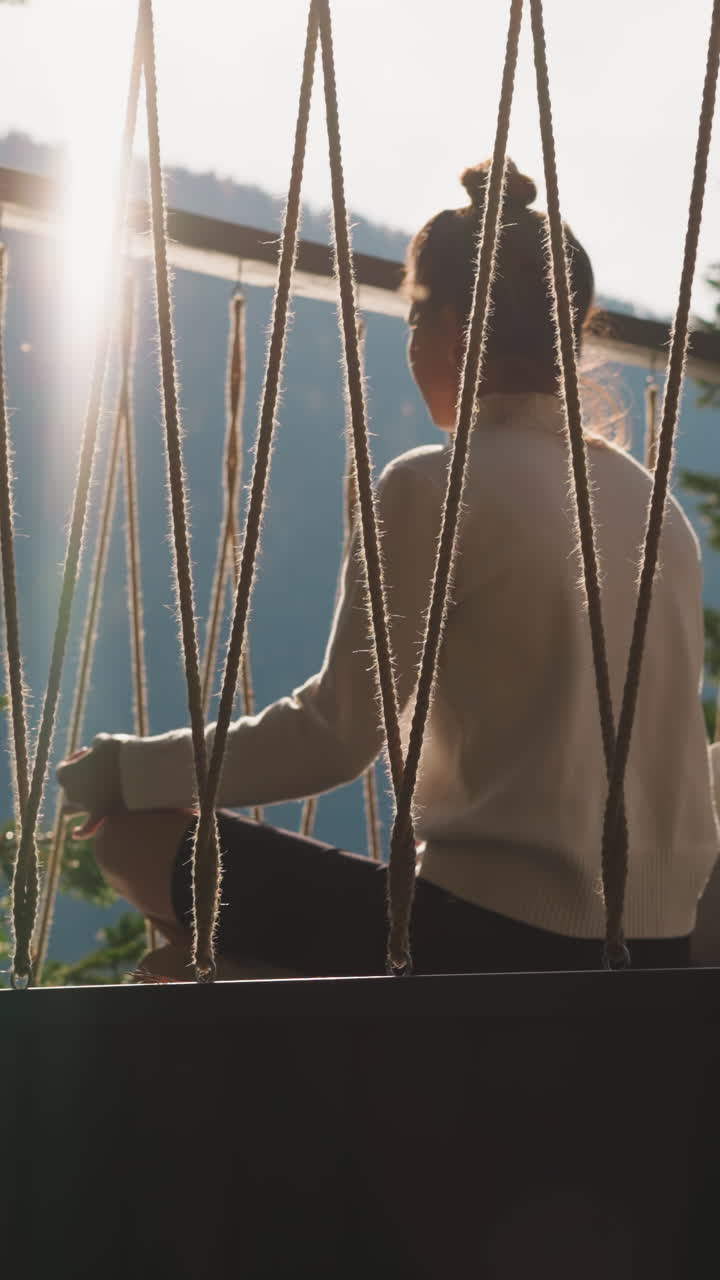 Partners find serenity in sunrise meditation. Yoga enthusiasts unwind among lavish comforts of eco-conscious luxury resort embracing journey of inner peace