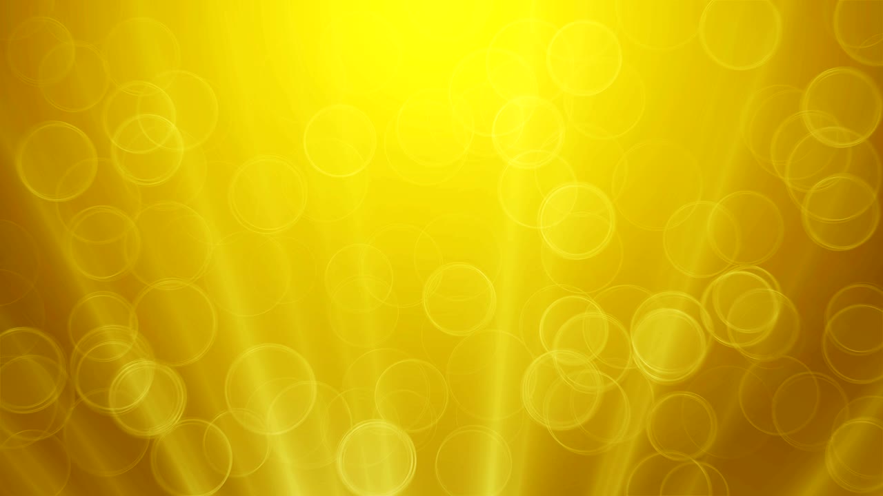 círculos amarillos, rayos de sol en un bucle de animación de fondo de video borroso.