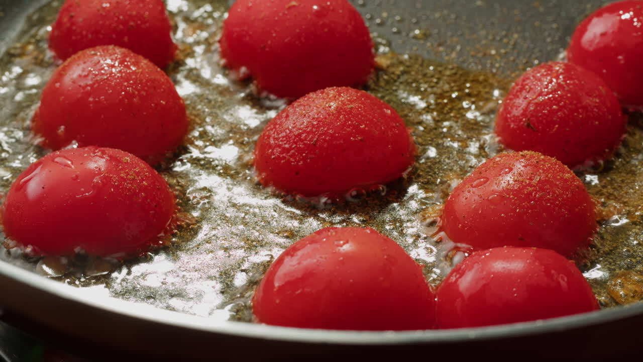 Frying Cherry Tomatoes in a Pan