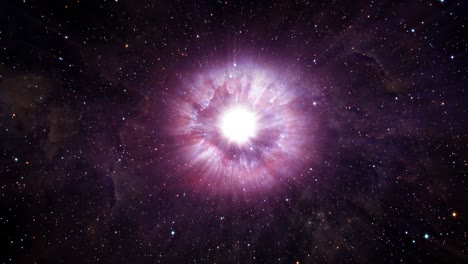 abstract loop center glowing giant star light with shining streaks flare light with rotation star fields. 4k 3d seamless loop motion for astronomy science, interstellar, universe, nebula, galaxy.