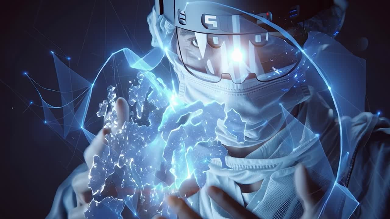 Un professionista medico utilizza la realtà aumentata (AR) per interagire con le visualizzazioni dei dati