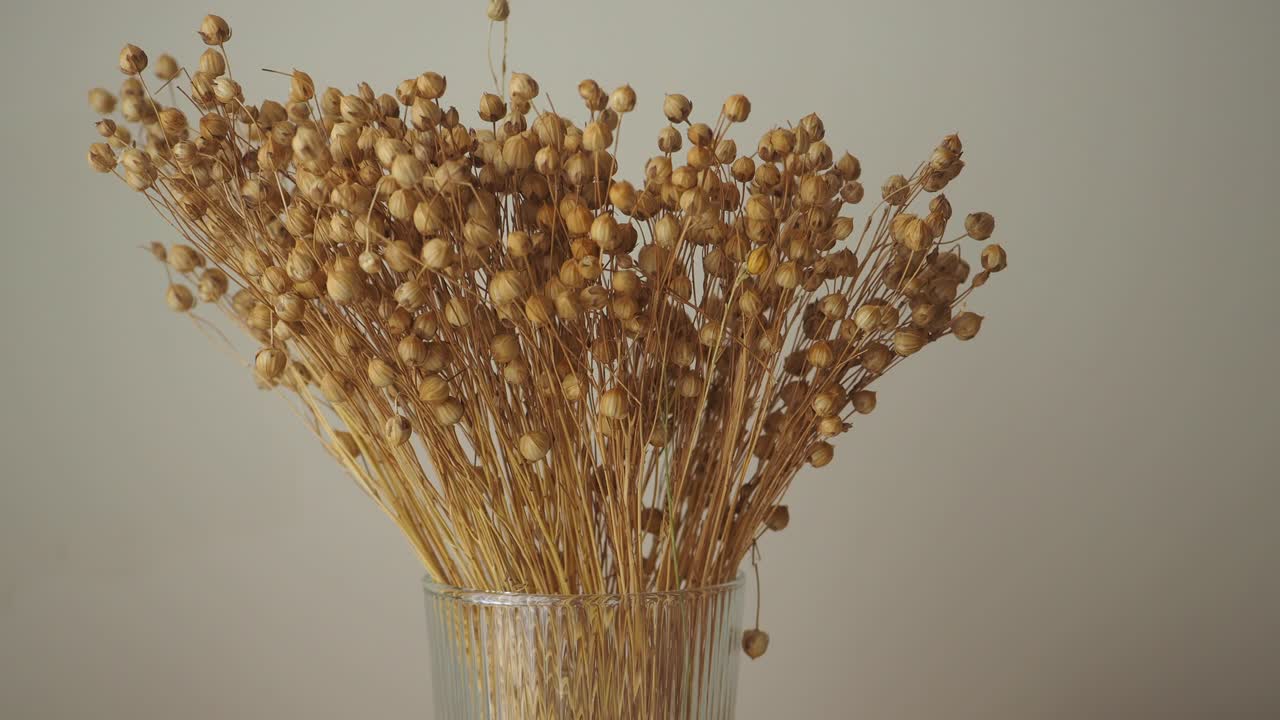 Dried Flaxseed Bouquet in Vase