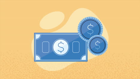 bills and coins money dollars animation