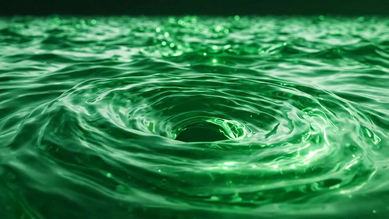 Grüne Wasseroberfläche bildet einen Strudel
