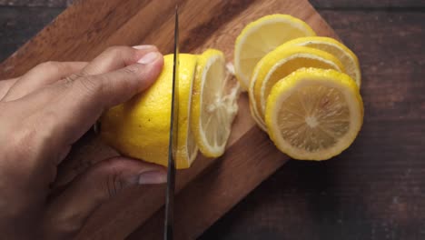 slicing a lemon