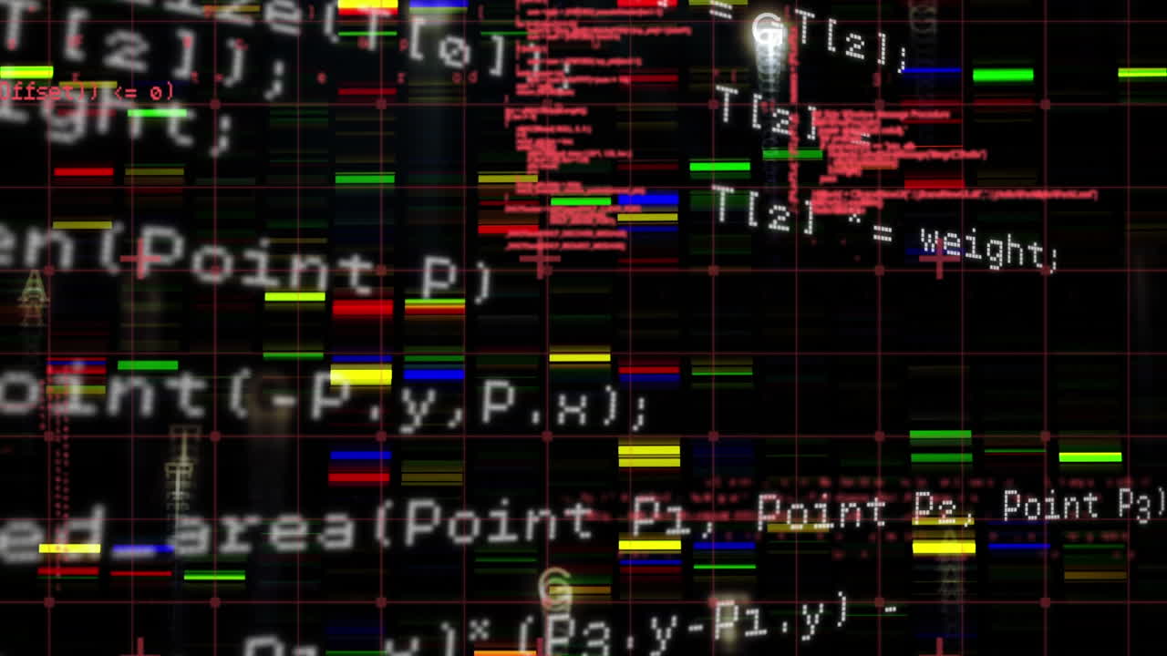 animación del procesamiento de datos sobre un fondo oscuro